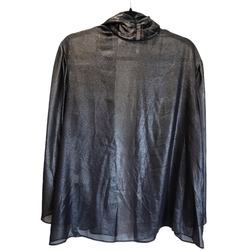 TAHARI Sz Large Sheer Metallic Bell Long Sleeve Coverup/Cardigan - Picture 2 of 5